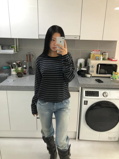 (3 colors) Crew neck knit
