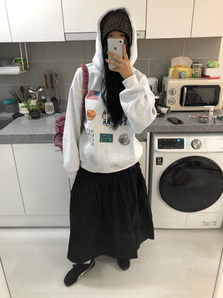 (2 colors) Hooded sweatshirt
