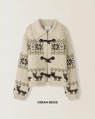 Nordic pattern toggle cardigan