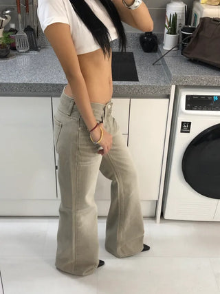 Washed bootcut denim