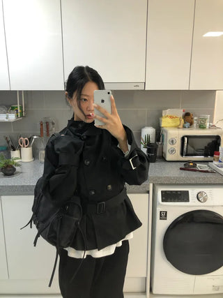 High-neck trench jacket