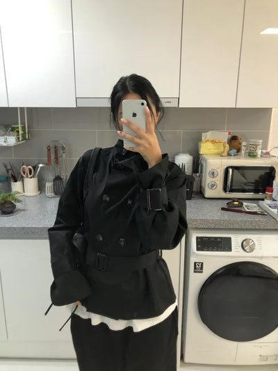 High-neck trench jacket