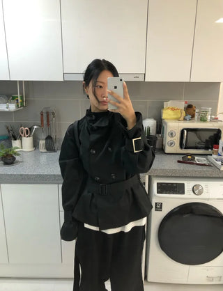 High-neck trench jacket