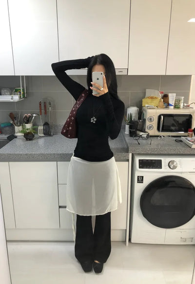 (3 colors) Chiffon Wrap Skirt