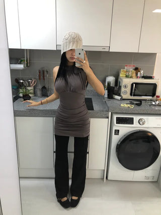 (2 colors) Halter neck dress