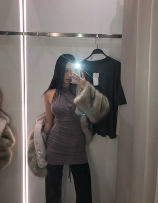 (2 colors) Halter neck dress