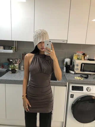 (2 colors) Halter neck dress