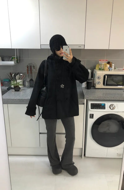 (2 colors) Double-breasted parka coat