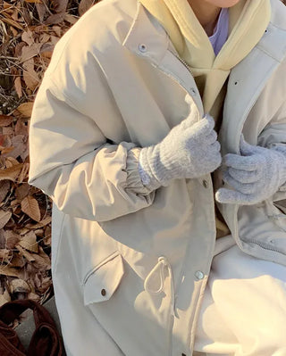 Oversized long military down jacket
