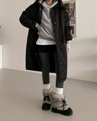 Oversized long military down jacket