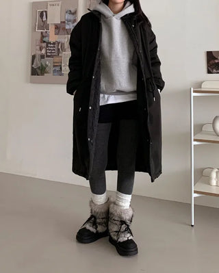 Oversized long military down jacket