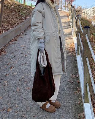 Oversized long military down jacket