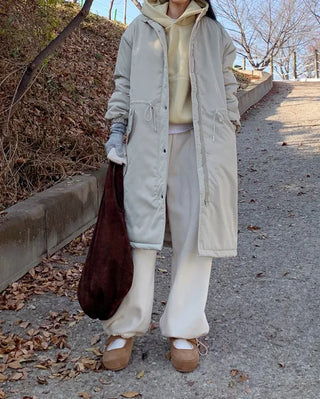 Oversized long military down jacket