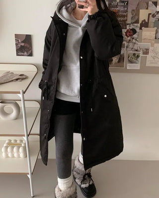 Oversized long military down jacket