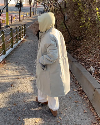 Oversized long military down jacket