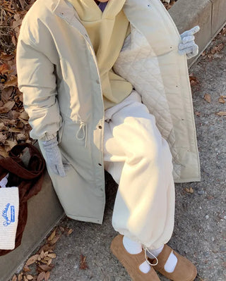 Oversized long military down jacket