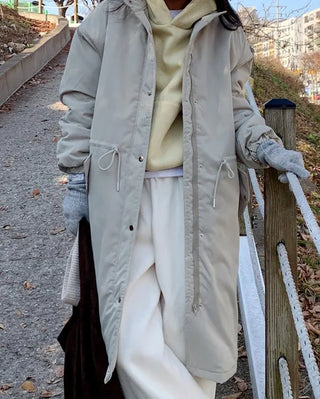 Oversized long military down jacket