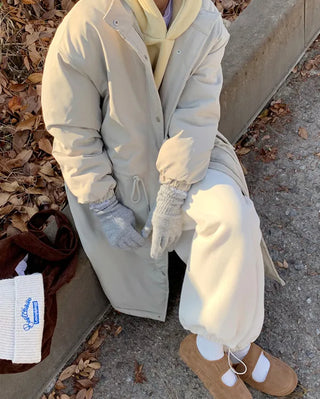 Oversized long military down jacket
