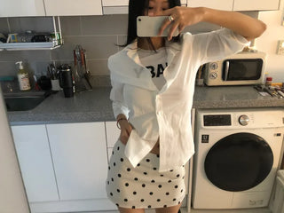 (2 colors) Polka dot mini skirt pants