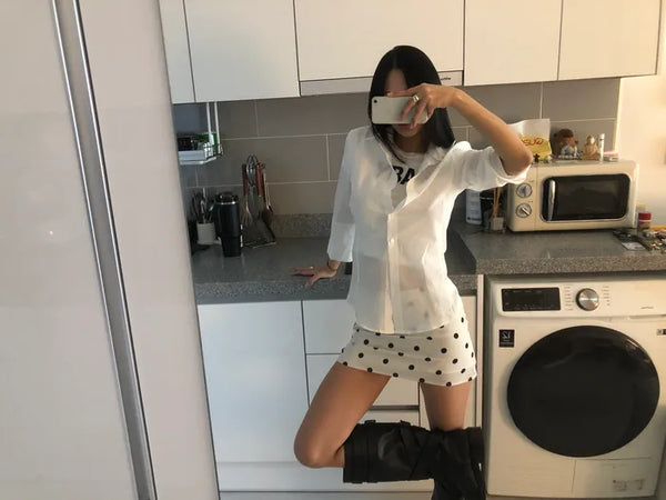 (2 colors) Polka dot mini skirt pants