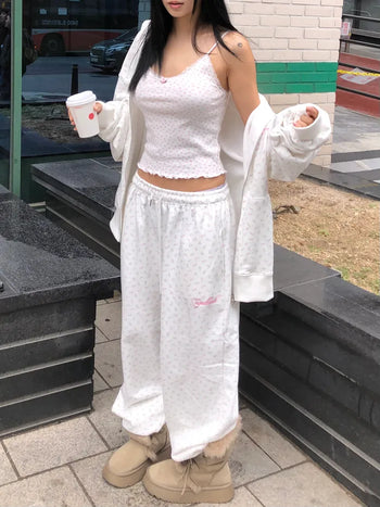 (2 colors) Heart print pants