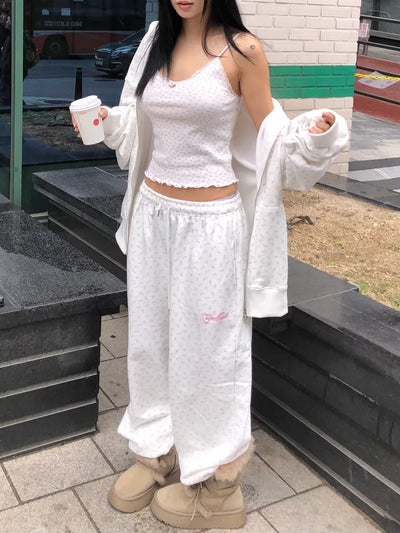 (2 colors) Heart print pants