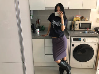 (3 colors) Striped Midi Skirt