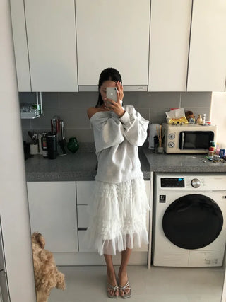 (2 colors) Flared midi skirt