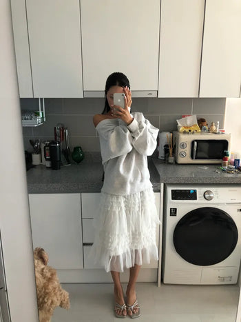 (2 colors) Flared midi skirt
