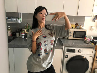 (3 colors) Character print short-sleeved T-shirt