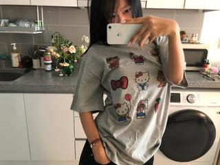 (3 colors) Character print short-sleeved T-shirt