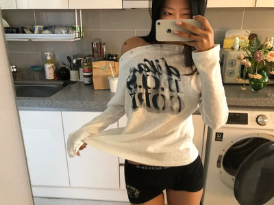(2 colors) Printed Off-Shoulder Top
