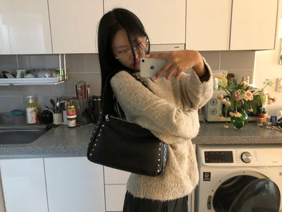 (4 colors) Studded Shoulder Bag
