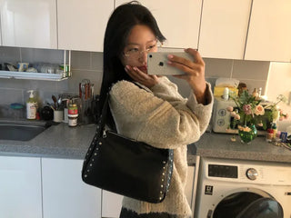 (4 colors) Studded Shoulder Bag