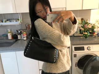 (4 colors) Studded Shoulder Bag