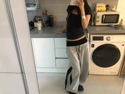 (2 colors) Double Waist Layered Pants