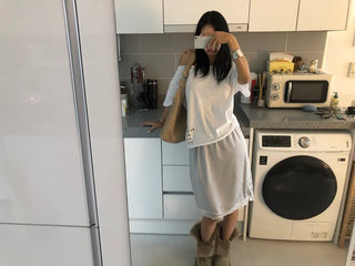 [2 colors] Lace Slit Skirt