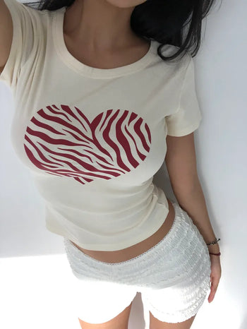 [6 colors] Zebra Heart Top