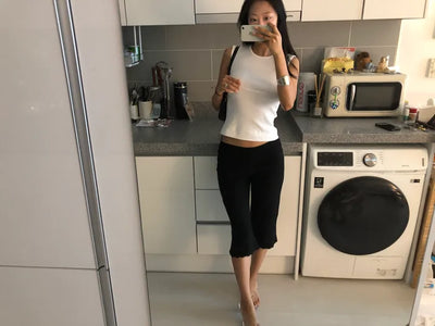 [2 colors] Milk Knit Capri Pants