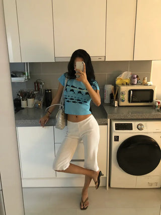 [2 colors] Milk Knit Capri Pants