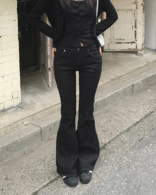 striped bootcut pants