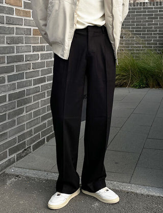 Bern Wool Double-Pleat Wide Slacks (2 colors)