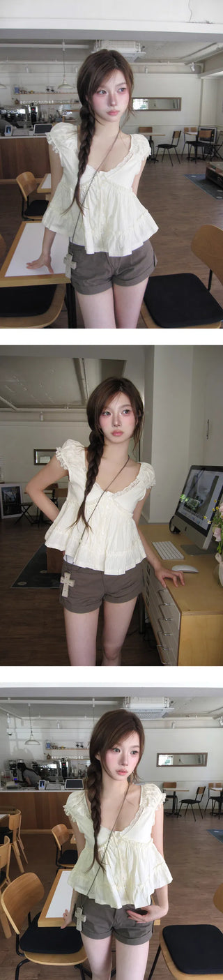 Cinched Lace Baby Blouse - 3 colors