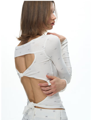 [NECY] Ribbon Allover Cutout Knot T