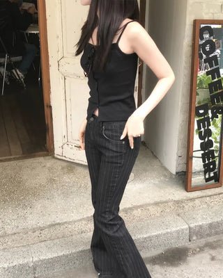 striped bootcut pants
