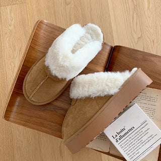 0635 Cute Suede Fur Platform Slippers (2 colors)