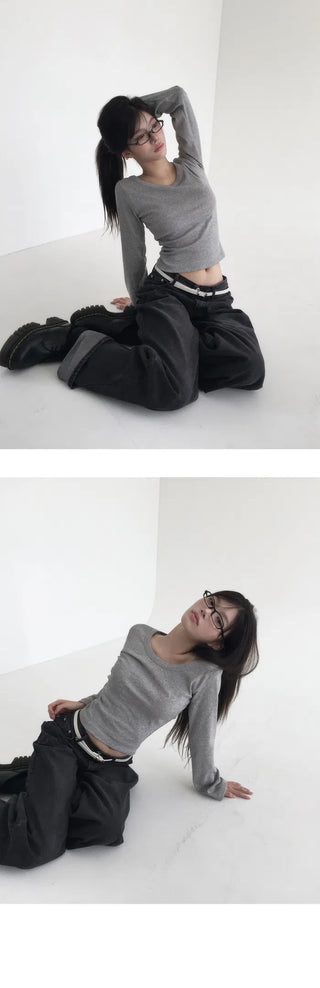 Select sleeve size/neckline MOMU BASIC long-sleeved T-shirt - 4 colors