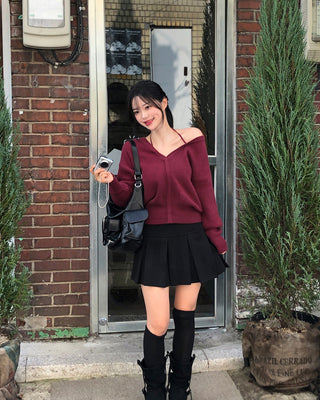 (Pleated skirt with built-in inner shorts)
