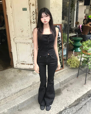striped bootcut pants