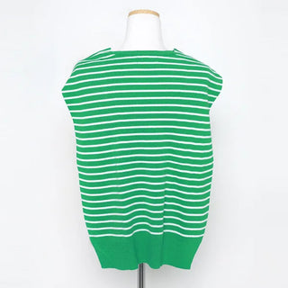 Striped faux shoulder knit